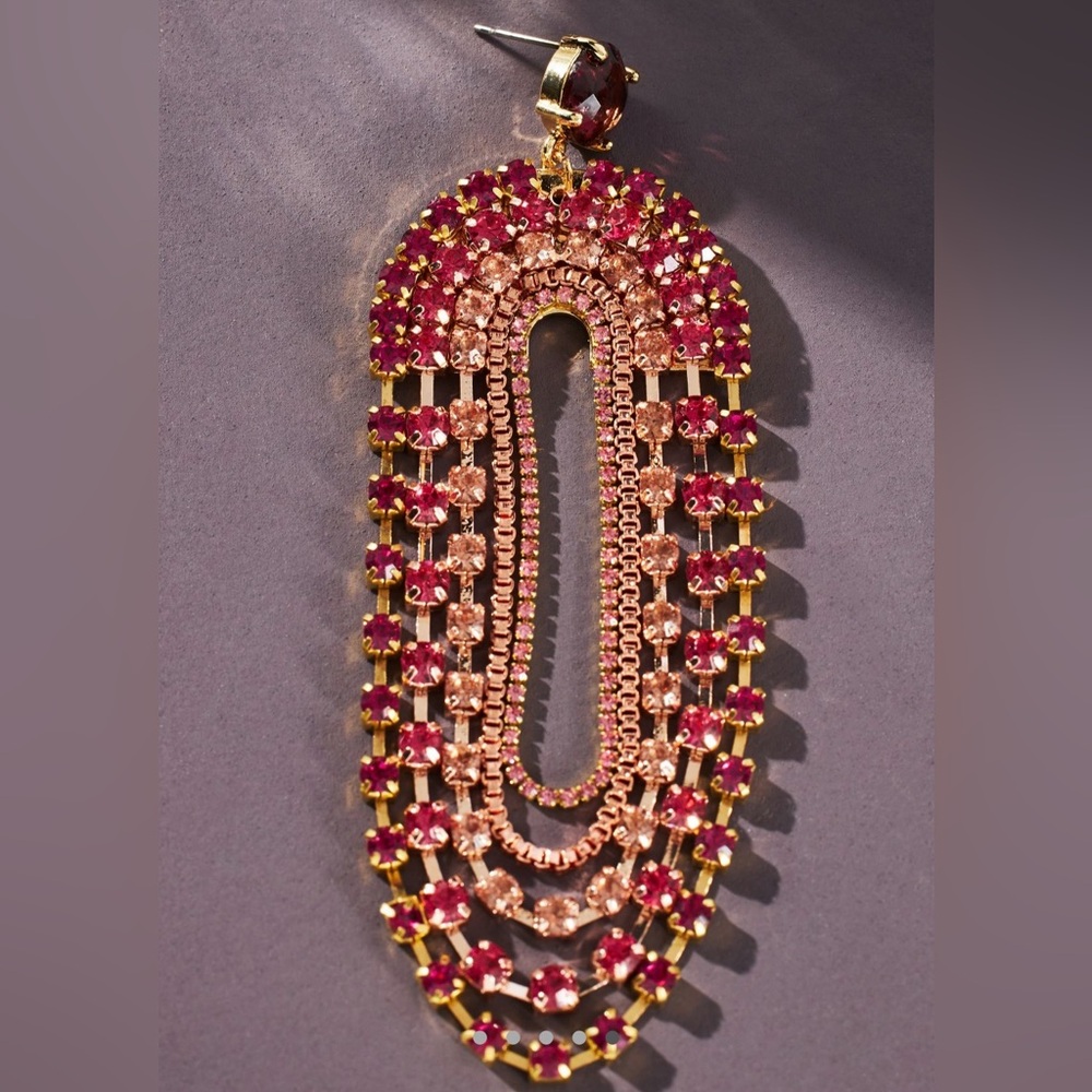 Anthropologie Crystal Oval Earrings